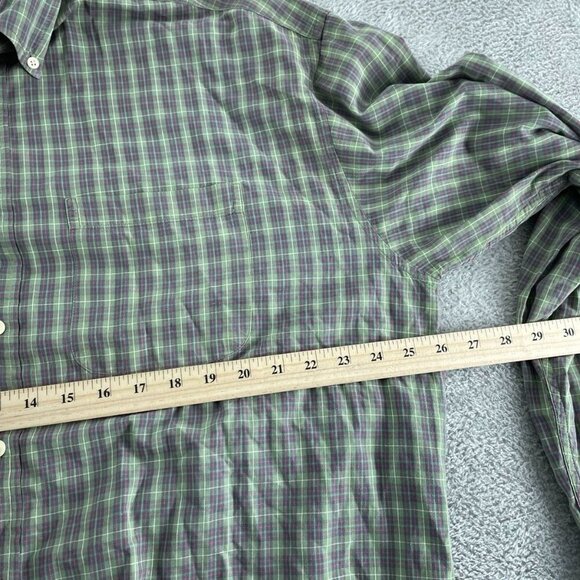 Vntg Mens J.Crew Green & Purple Plaid Button-Up Shirt 100% Cotton Size XLT 1659 - Picture 6 of 8
